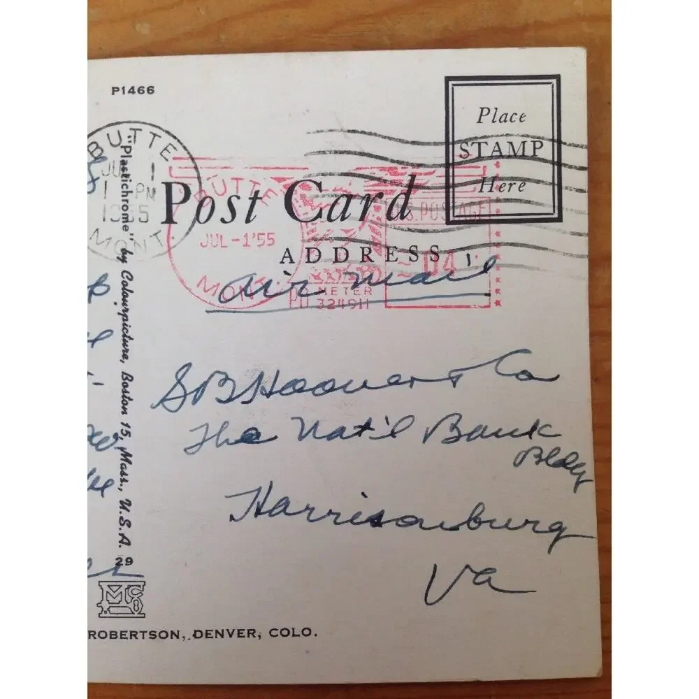 1955 Vintage Mckee Plastichrome Butte Montana Copper Mine Posted Color Postcard